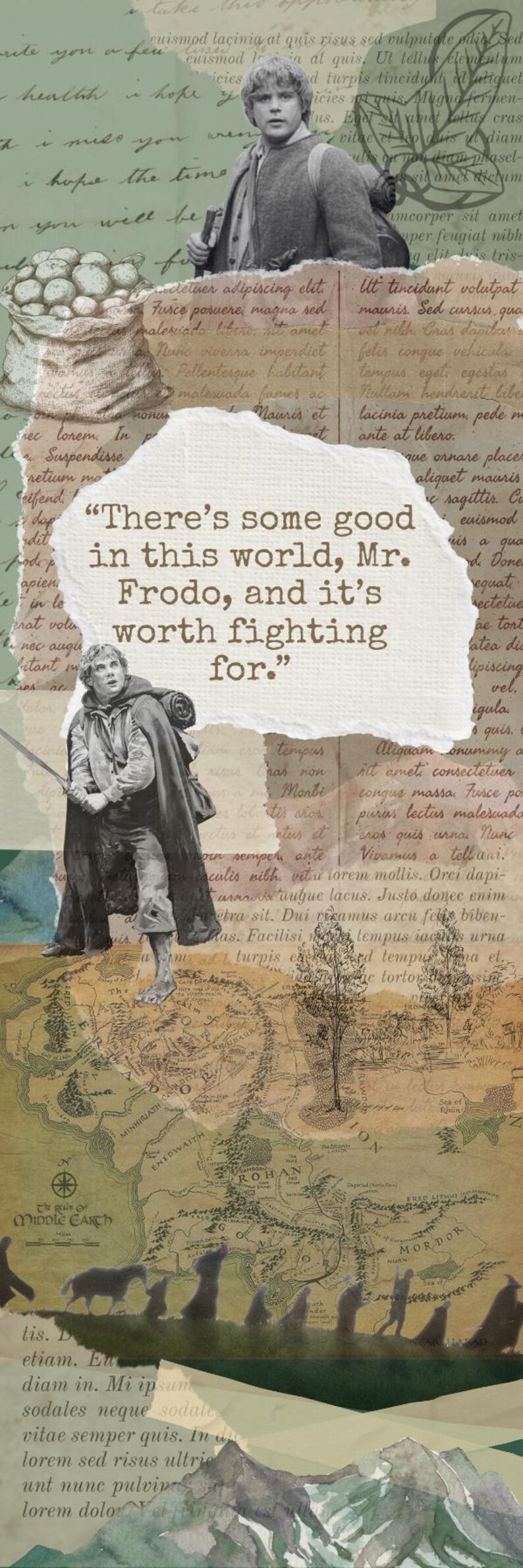 LOTR Samwise Gamgee Bookmark Printable, Lord of the Rings Quote ...