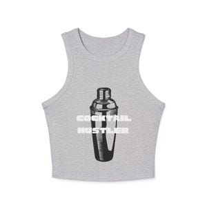 Cocktail Shaker Damen Micro Rib Racer Tank Top, Sommer Top, Party Kleidung, Bar Outfit, Geschenk für Barkeeper, Kleidung am Pool