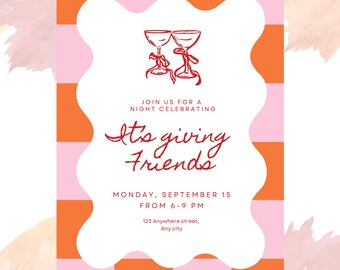 Friendsgiving  "It's Giving Friends" Fall themed Dinner Party Invitation: Digital or Print