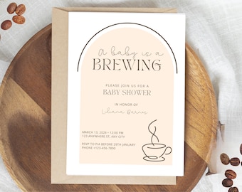Coffee "Baby is Brewing" Baby Shower Invitation: Printing & Digital