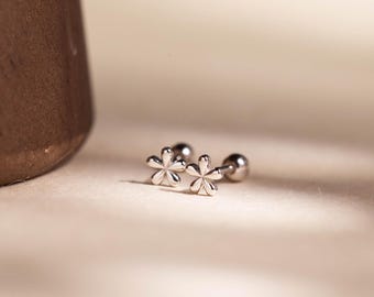 925 Sterling Silver Tiny Flower Stud Earrings,Small Flower Studs,18K Gold Mini Earrings,Dainty Helix Studs,BFF Gift,Gift for Her Him