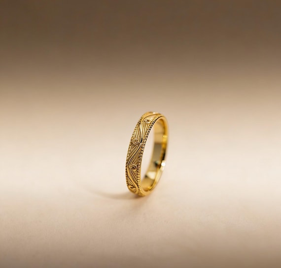 18K Gold Vintage Ring,Sterling Silver Filigree Ring,Minimalist Jewelry, Ring for Women,Wedding Ring,Anniversary Gift,Gift for Her