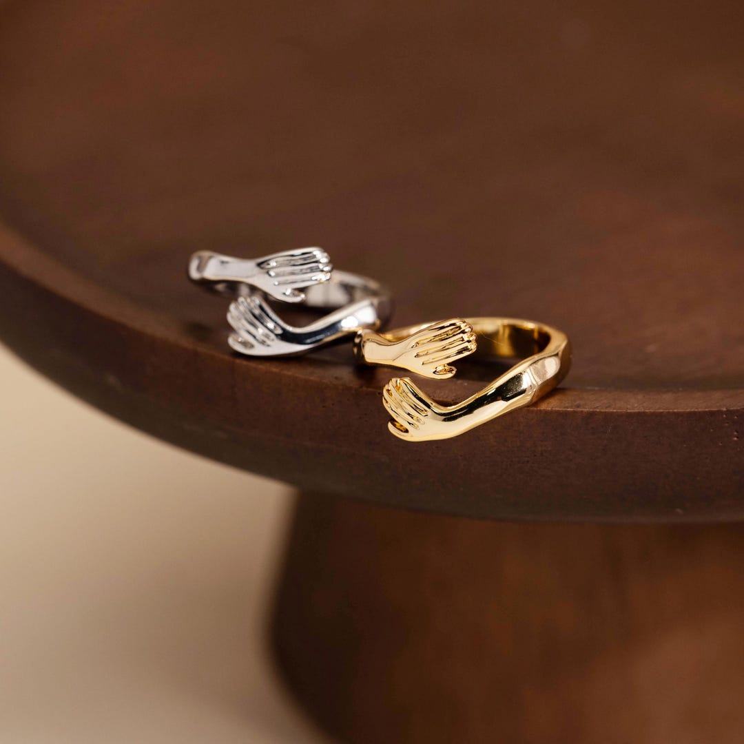 Hug Hands Ring,hugging Hand Ring,18k Gold or Silver Ring,love's Embrace ...