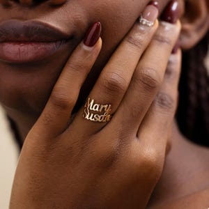 Verstellbarer Doppelnamenring, verstellbarer Doppelnamenring, 14k Gold | Silberring, Namensring für Paare, Muttertagsgeschenk, Weihnachtsgeschenk, personalisiertes Geschenk für sie