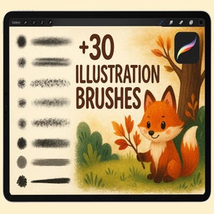 Procreate illustration Brushes, Children&#39;s Book Art, Kids Character brushes, Drawing Bundle, Cartoon Portrait, Magical Sketchbook Storybook