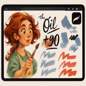 90+ Procreate Oil Paint Brushes, Realistic Oil Paint Textures, Acrylic Procreate Brush, Impasto Strokes , Abstract Painterly Style, Digital