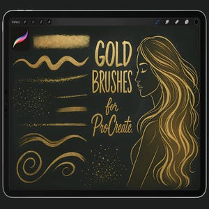 65+ Gold Procreate Brushes, Glitter Sparkling, Procreate Color Palettes, Procreate Liquid Metallic Glitter Brush Set, Gold Textured Paper