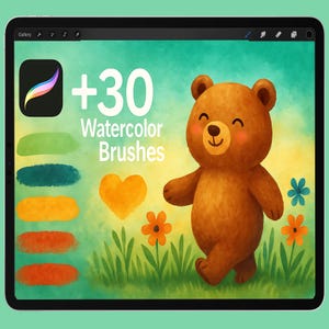 35 Watercolor Procreate Brushes, iPad Brushes, Painting tool for Procreate, Watercolor Brushes, Watercolor Canvas Procreate Digital Download