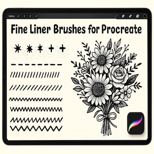 Fine Liner Brush Set for Procreate, Micron pen, Fineliners, Stipple Brushes, Pattern Brushes, inking and lineart, Procreate Tattoo Brushes