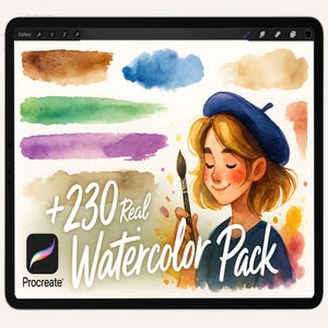 Procreate Brushes: 230+ Realistic Watercolor Brushes for Digital Painting, Sketching, and Artistic Illustrations, Paper and Canvas Textures