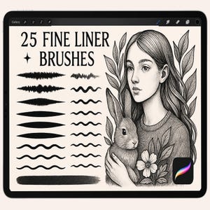 Procreate Brushes, Fine Liner Brush Set, Micron pen Fineliners, Stipple Brushes, inking and lineart, sketch drawing, Sketching iPad Brushes