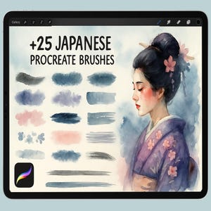 25+ Realistic Japan watercolor brush for Procreate, Painting Kit for Procreate, iPad Brushes, Watercolor Canvas, procreate wet brush texture