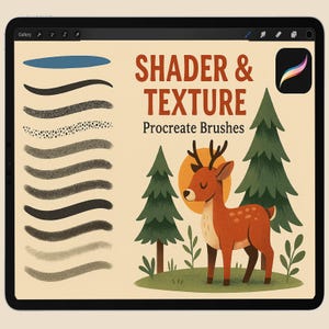 Texture and Shader Procreate Brushes, Drawing Grainy Grunge Shaders, Sketch Pencil Brushes, Procreate Bundle Pressure Sensitive Line Brushes