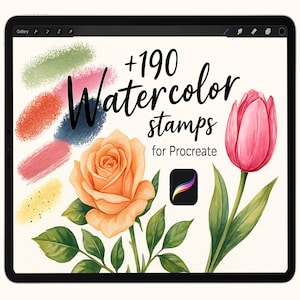 190+ Watercolor Stamps Brushes Procreate, Watercolor Nature Art Painting Kit digital realistic Watercolor Brush Set, procreate color palette