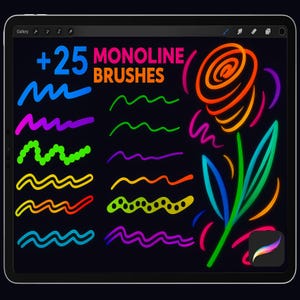 Monoline Brushes ,Paper Textures, Procreate, Pen Brushes Procreate, Fineliner Outline Procreate Brushes, Digital Sketch Brushes, Line Brush