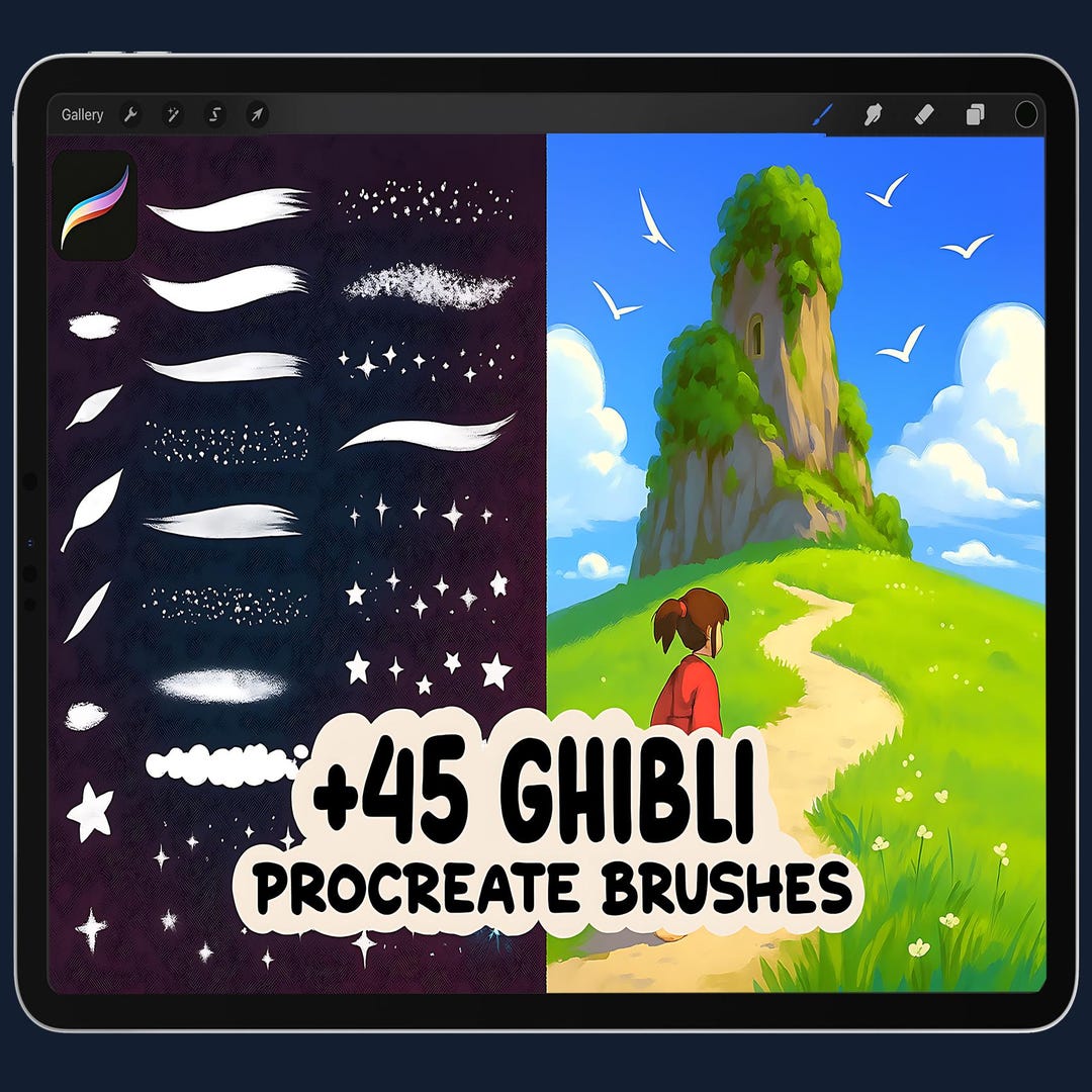 Cozy Ghibli Style Brushes for Procreate, Foliage, Cloud, Water, Snow ...