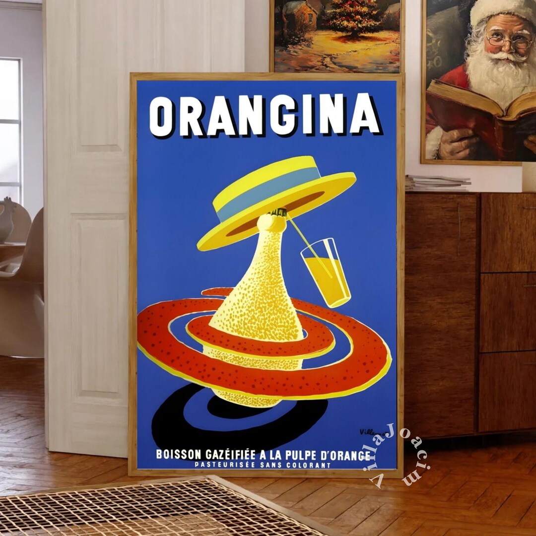 Orangina Art Poster, Vintage Beverage Ad Art, Bernard Villemot Style ...