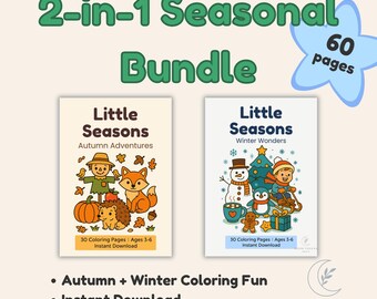 Autumn & Winter Coloring Bundle | 60 Seasonal Pages for Kids | Printable PDF Instant Download