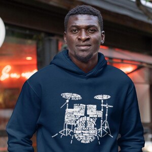 Drums in Words Hooded Sweatshirt, Drums Hooded Sweatshirt, Drums Hoodie, Music Sweatshirt, Hoodie Sweatshirt
