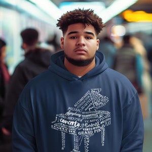 Piano in Words Hoodie: Grand Piano Music Sweatshirt