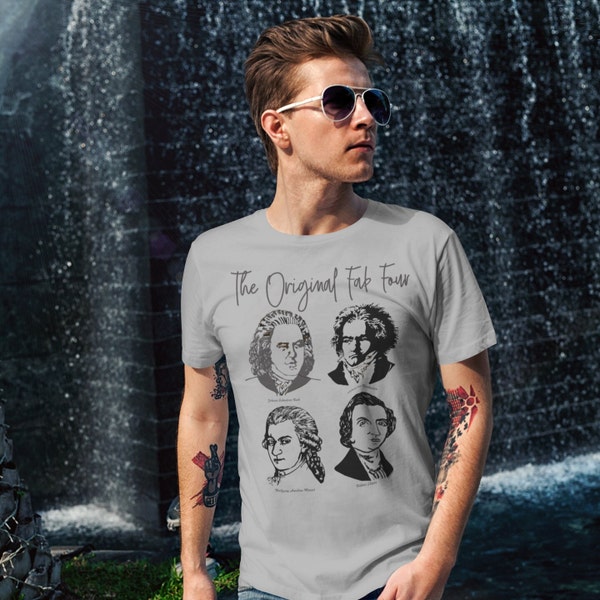 Original Fab Four Composers T-shirt, Composers T-shirt, Bach, Mozart, Chopin, Beethoven, Music Composers Tee