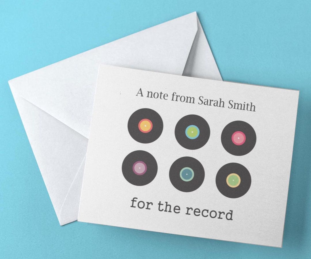 Personalized Music Note Cards: for the Record Stationery Set - Etsy