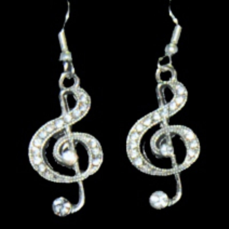 Gift Ideas, Jewelry & Charms, Treble Clef With Eighth Note Rhinestone