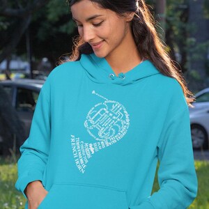 French Horn Hooded Sweatshirt, French Horn in Words Hooded Sweatshirt, Music Sweatshirt, Hoodie Sweatshirt, French Horn Shirt