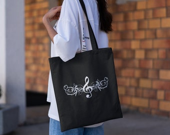 Treble Clef Tote Bag, Canvas Tote Bag, Music Tote Bag, Music Teacher Gift