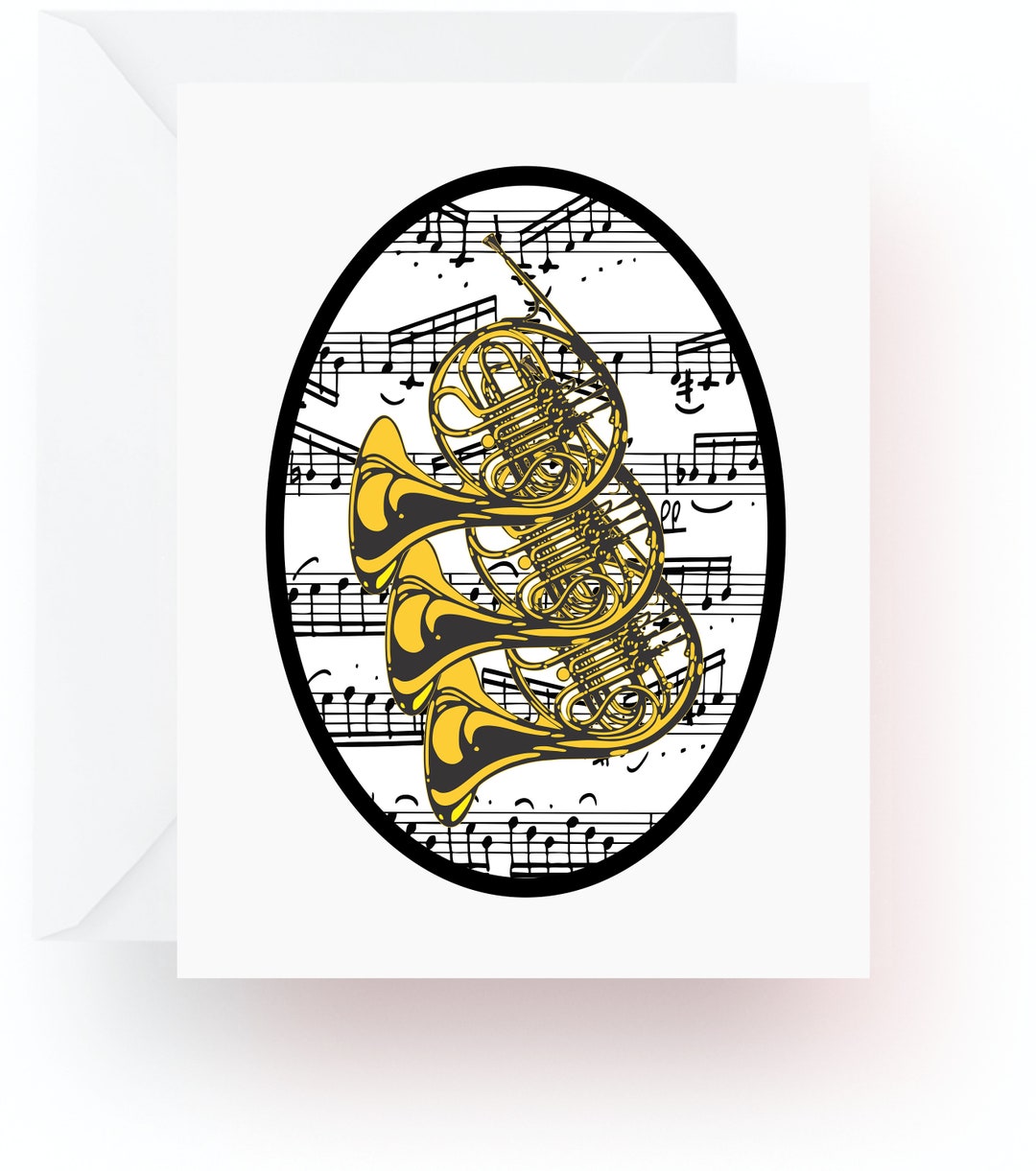 French Horn Note Cards French Horns Stationery Note Cards Etsy