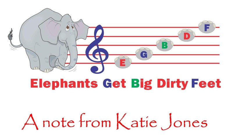 EGBDF Music Note Cards: Personalized Stationery, Elephant Print (set of ...