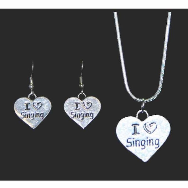 I Love Singing Jewelry, I Love Singing Necklace, I Love Singing Earrings, Music Jewelry, Singing Jewelry, Music Necklace, Choir Jewelry