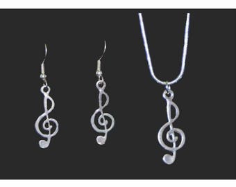 Collier et boucle d’oreilles Treble Clef en argent, Bijoux Treble Clef, Collier Treble Clef, Boucles d’oreilles Treble Clef, Bijoux de musique