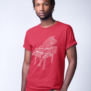 Grand Piano in Words T-shirt, Music Words T-shirt, Piano T-shirt, Music T-shirt, Music Shirt