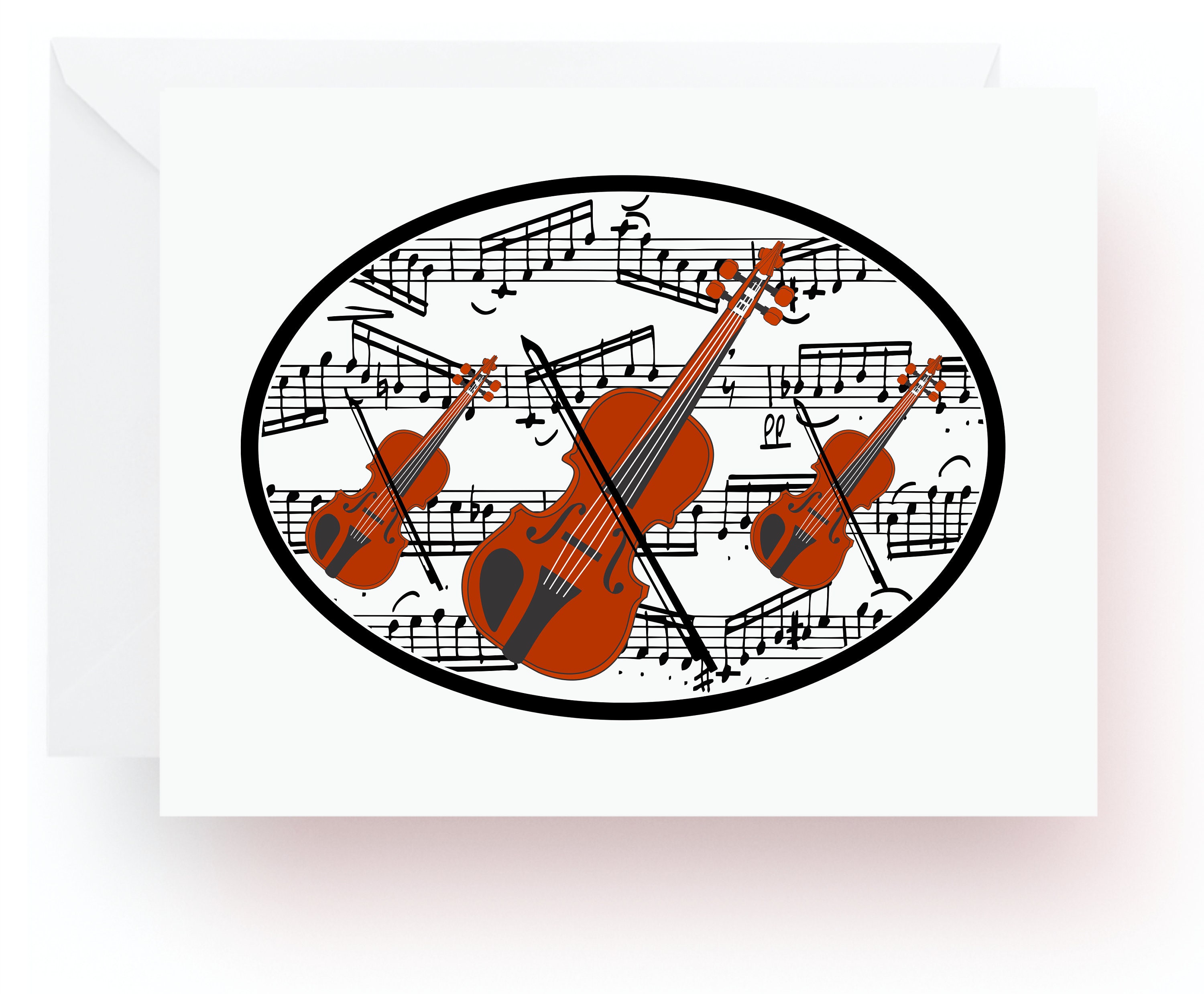 Violin With Notes Note Cards - Etsy