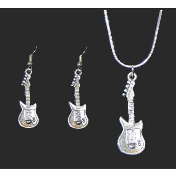 Guitar Jewelry, Guitar Earrings, Guitar Necklace, Guitar Gift, Music Gift, Music Jewelry, Guitar Key Ring