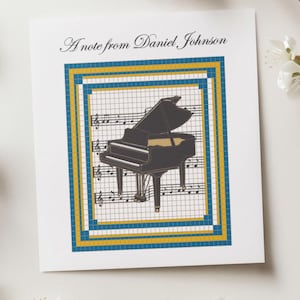 Piano Note Card, Personalized Note Cards, Stationery, Note Cards, Music Note Cards, Music Teacher Gift, Grand Piano Note Cards, Music
