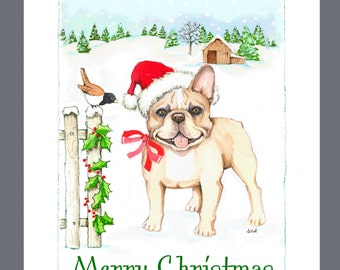 French Bulldog Christmas Cards Box of 16 Cards and 16 Envelopes