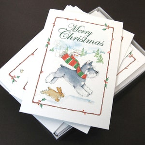 Schnauzer Christmas cards, Box of 16 Cards with 16 White Envelopes image 2