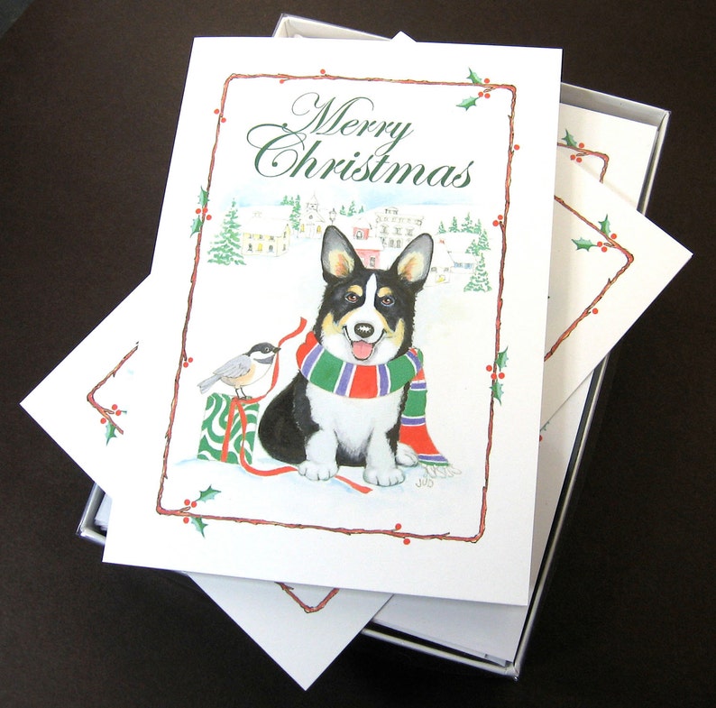 Pembroke Welsh Corgi Christmas Cards, Box of 16 Cards with 16 White Envelopes image 2