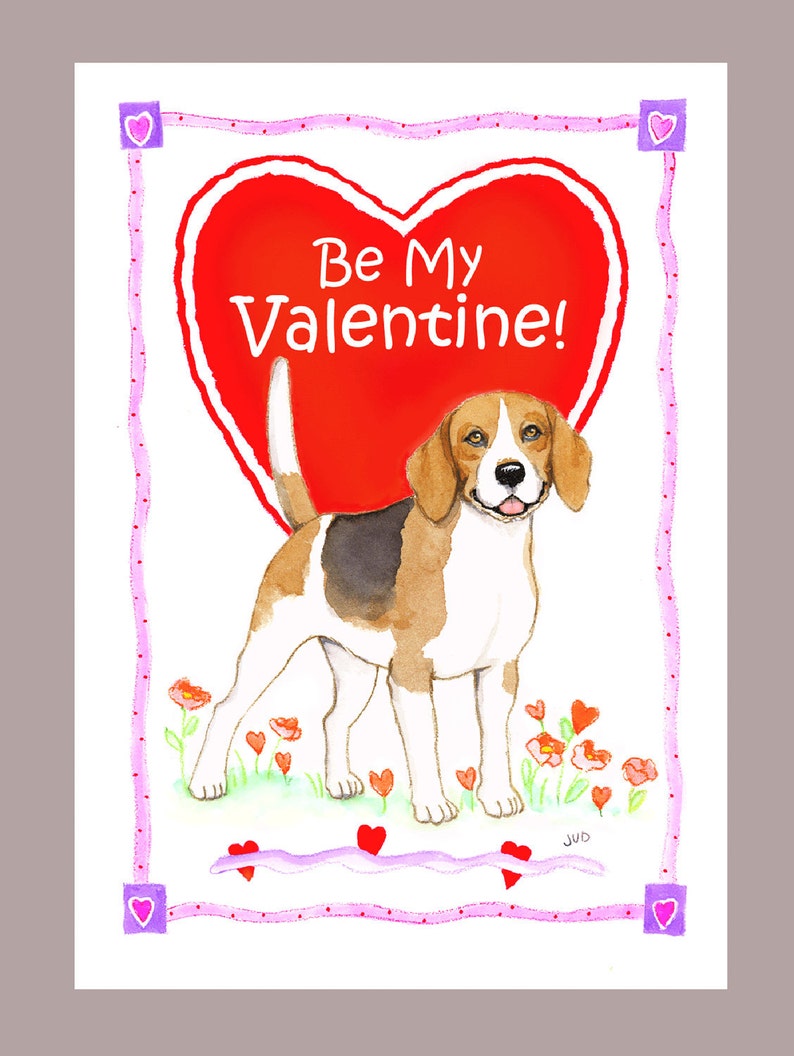 Beagle Valentine Card Etsy