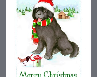 Newfoundland Dog Christmas Cards Box of 16 Cards and 16 Envelopes