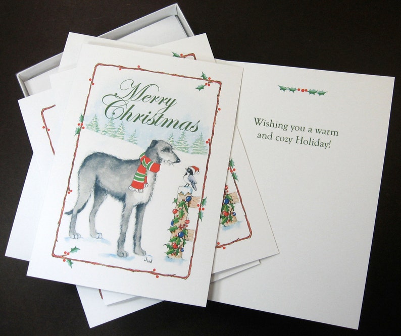 Scottish Deerhound Christmas Cards, Box of 16 Cards and 16 Envelopes image 2