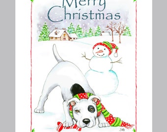 Pit Bull Terrier Christmas Cards Box of 16 Cards & Envelopes