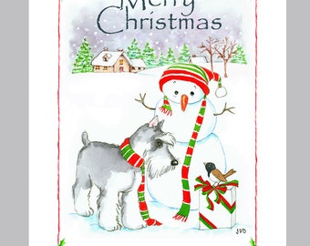 Schnauzer Christmas Cards Box of 16 Cards and Envelopes