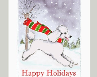 White Poodle Christmas Cards, Box of 16