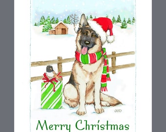 German Shepherd Dog Christmas Cards Box of 16 Cards and Envelopes