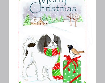 Japanese Chin Christmas cards Box of 16 Cards and Envelopes
