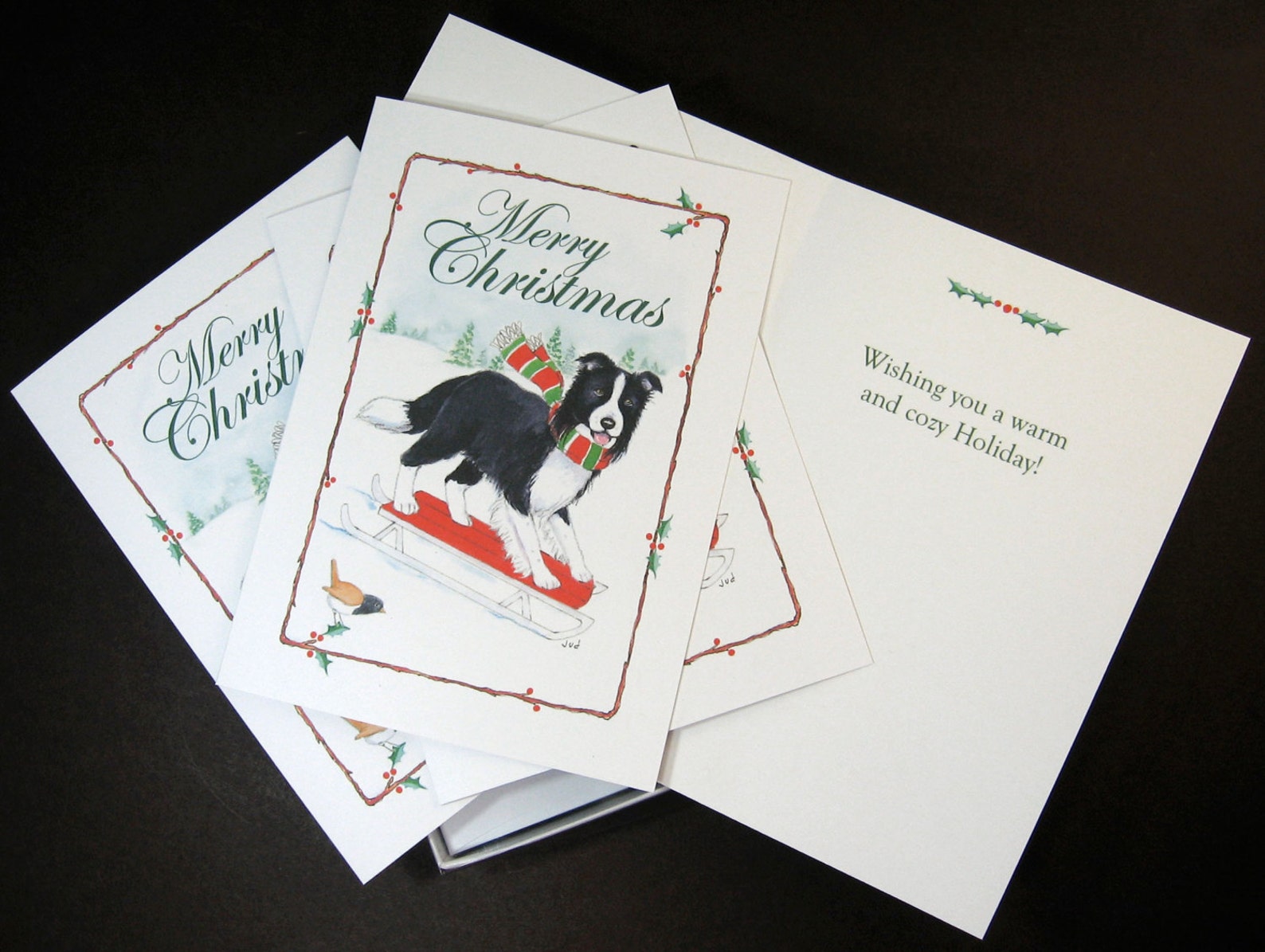 Border Collie Christmas Cards Box of 16 Cards and 16 | Etsy