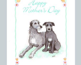 Scottish Deerhound Mother's Day Card